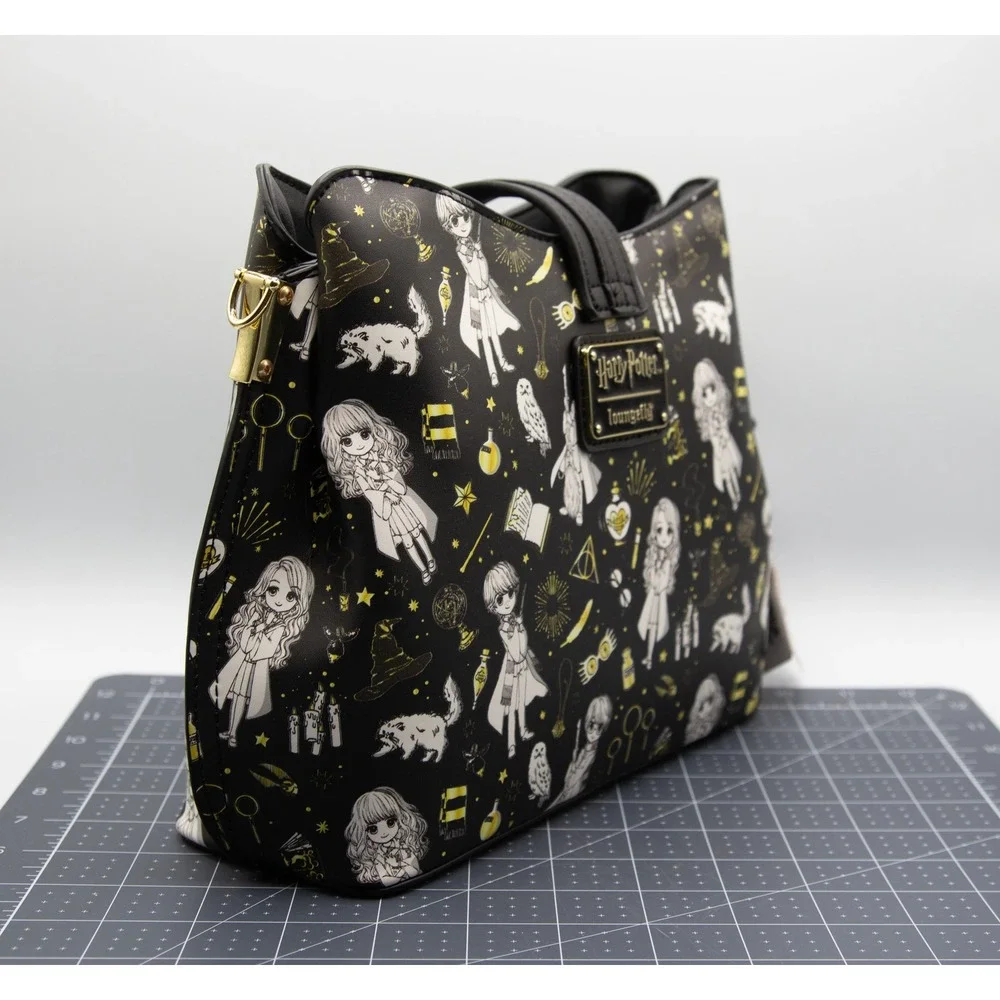 Loungefly Harry Potter Black and‎ Gold All Over Print Crossbody Purse